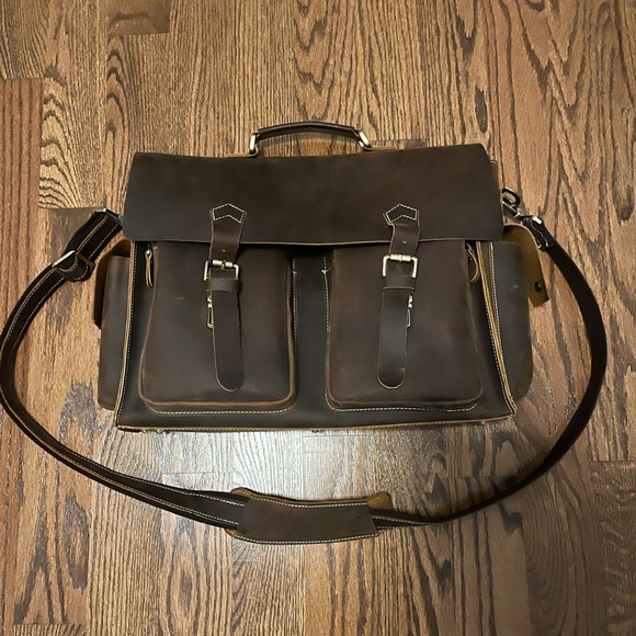 Lifewit Leather Brown Office Lawyer Messenger Cross Body Shoulder Bag